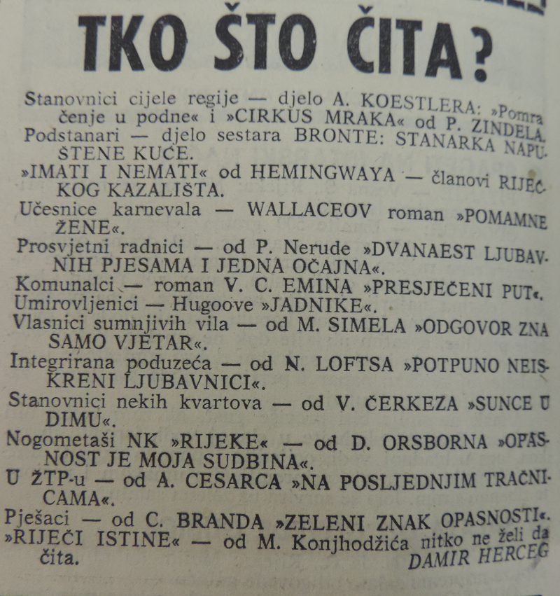 tko što čitra